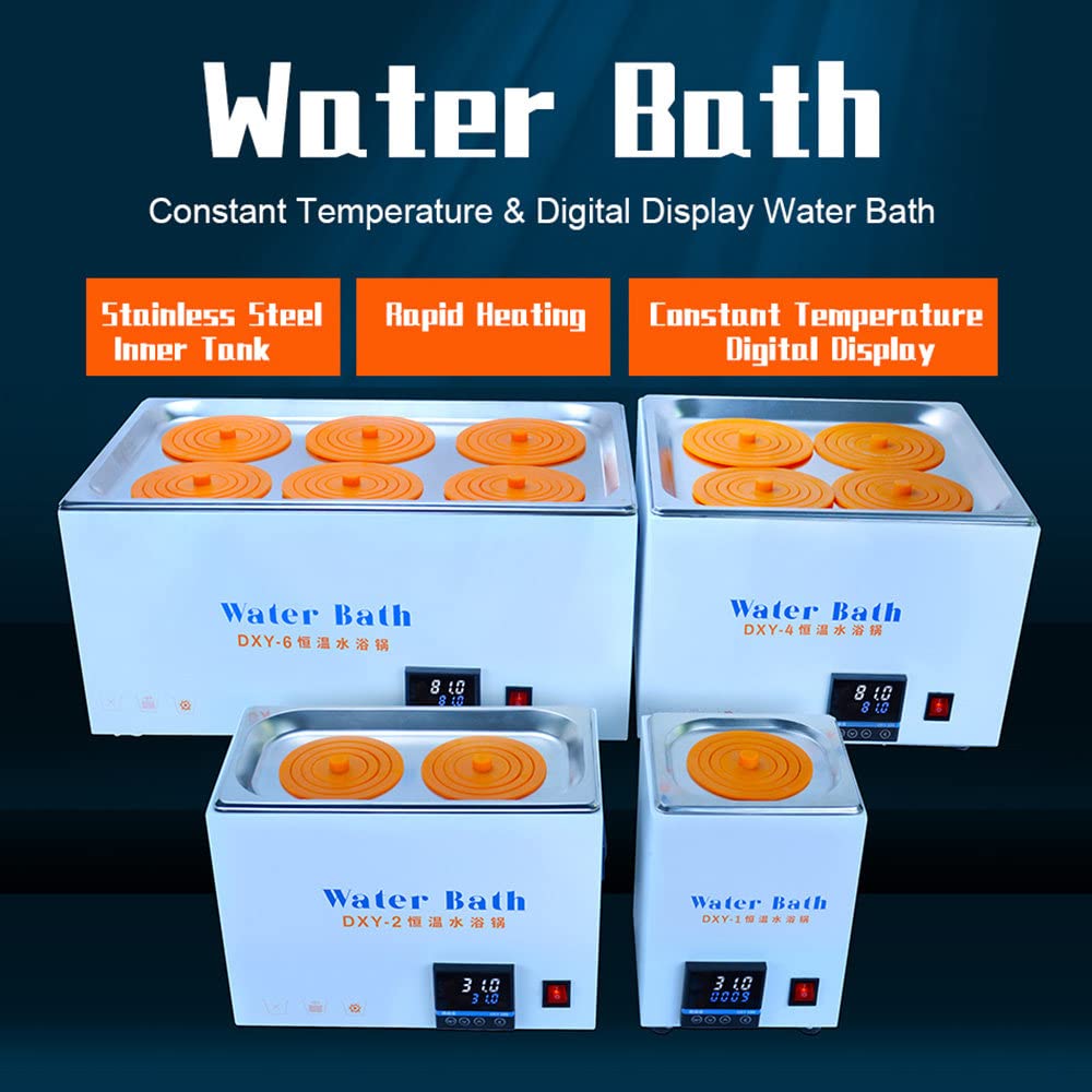 BañO De Agua De Laboratorio, BañO María TermostáTico Digital De 2/4/6 Orificios, RT 5 °C ~ 99,9 °C | Temporizador De 0~999 Minutos | Función AutomáTica De Quemado Antiseco.,6Holes
