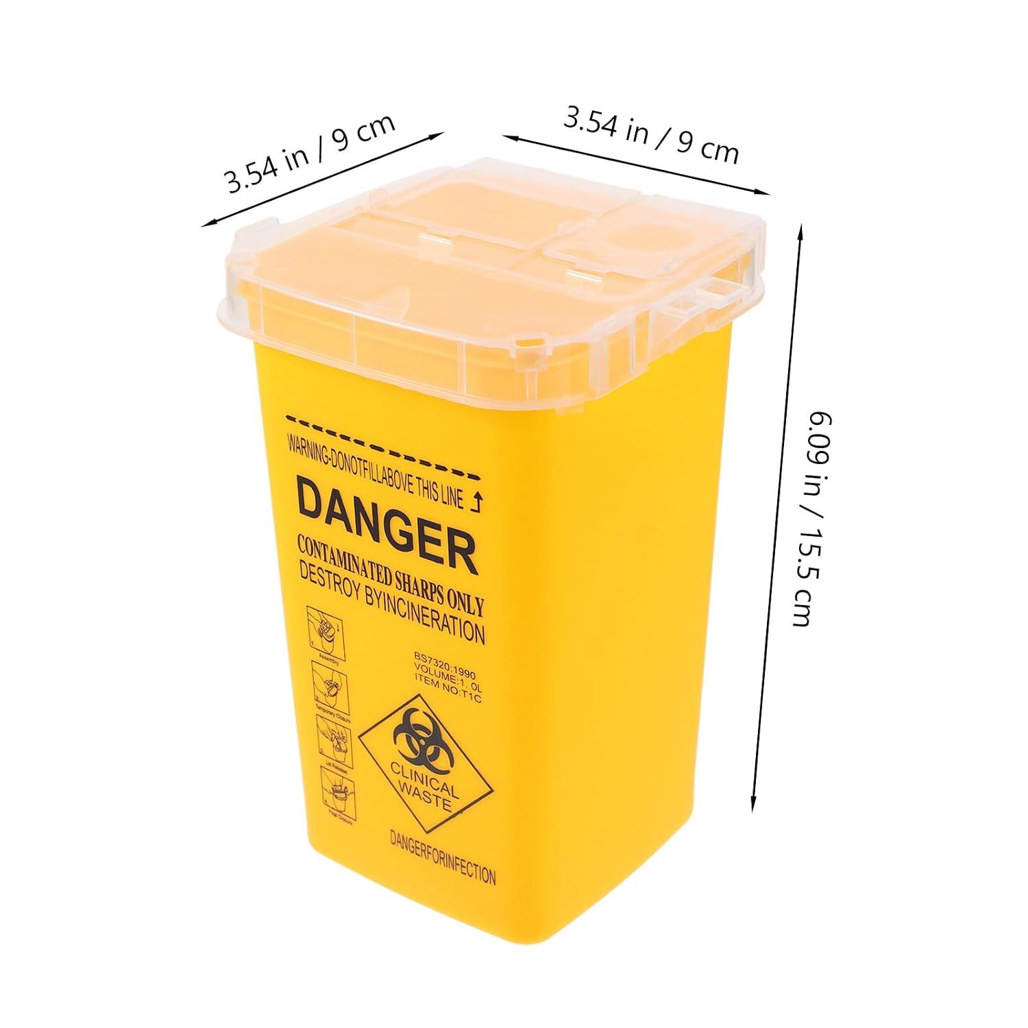 Sharps Container for Home Use, 1 Quart (1-Pack) Yellow Needle Sharp Disposal Containers for Home Use - Biohazard Needle and Syringe Disposal for Travel and Professional Use