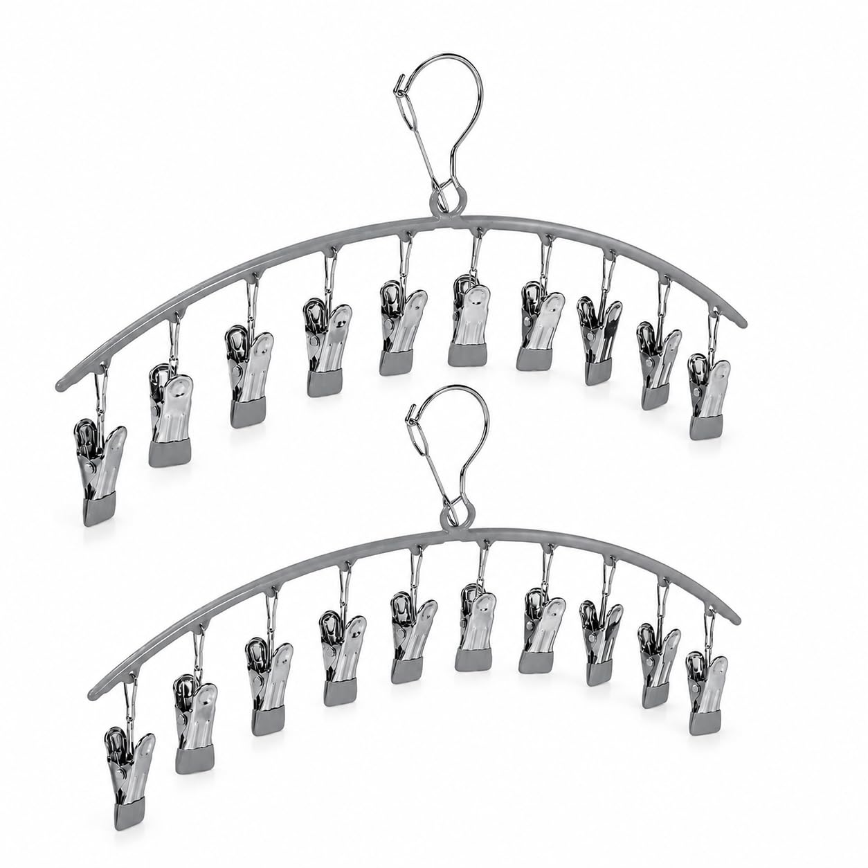 Vastra Legging Organizer for Closet, Metal Yoga Pants Hangers 2 Pack w/10 Clips Holds 20 Leggings Hangers Space Saving Hanging Closet Organizer w/Rubber Coated Closet for Organizers and Storage-image-12