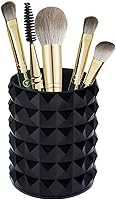 Funtygy Black Crystal Acrylic Makeup Brush Holder Organizer - Round Pen Cup for Cosmetics Brushes Storage