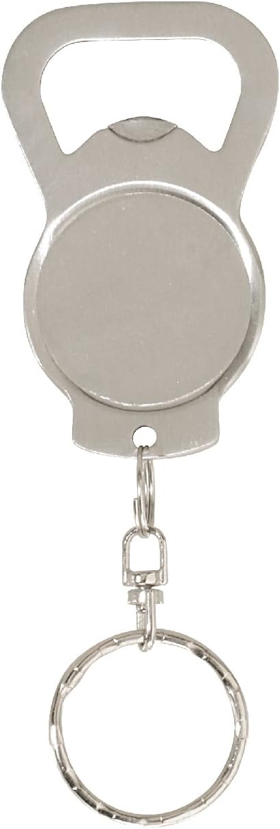Thirsty RhinoKoin, Stainless Steel Vintage Bottle Opener Keychain Key Ring, Brushed Silver (Set of 1)