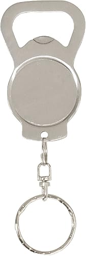 Thirsty Rhino Koin, llavero vintage de acero inoxidable para abridor de botellas, plateado cepillado (juego de 12)