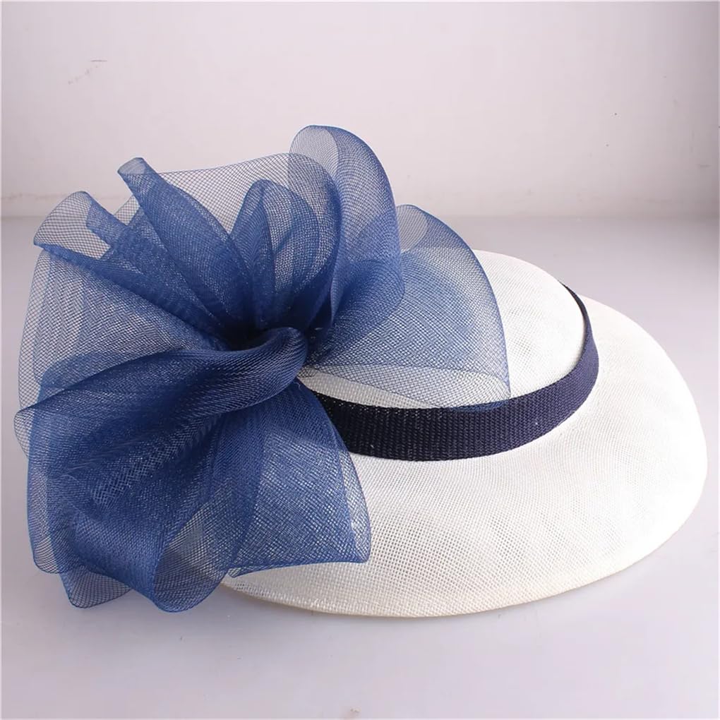 XYNSNDB Damski kapelusz na wesele Fascinator z pałąkiem na głowę i spinką do włosów Vintage urocza czapka Chapeau Kwiatowa szpilka do włosów kość słoniowa z czarnym
