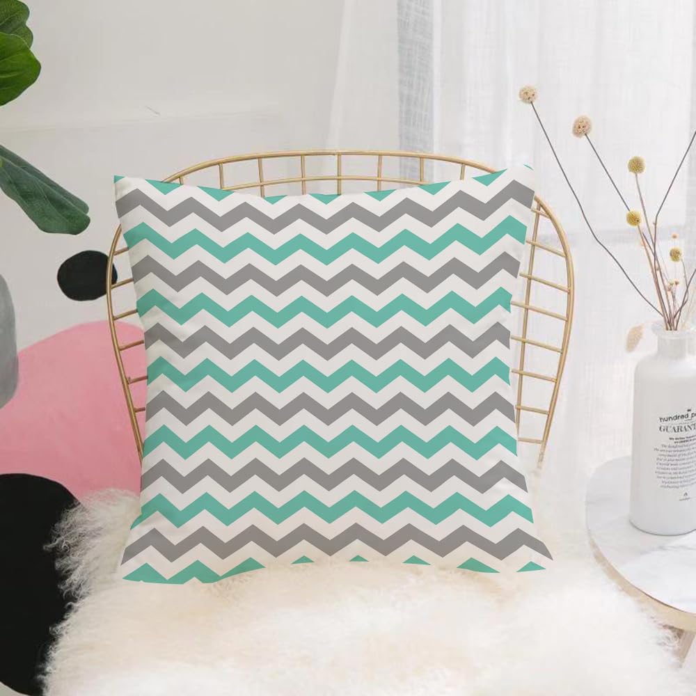 HYOSXW Cushion Cover,Throw Pillow Case Home Decorative for Living Room Bedroom Sofa Chair 16X16 Inch,Chevron pattern. Pattern of the Mint The Green and Gray Chevron,Pillowcase 40X40cm