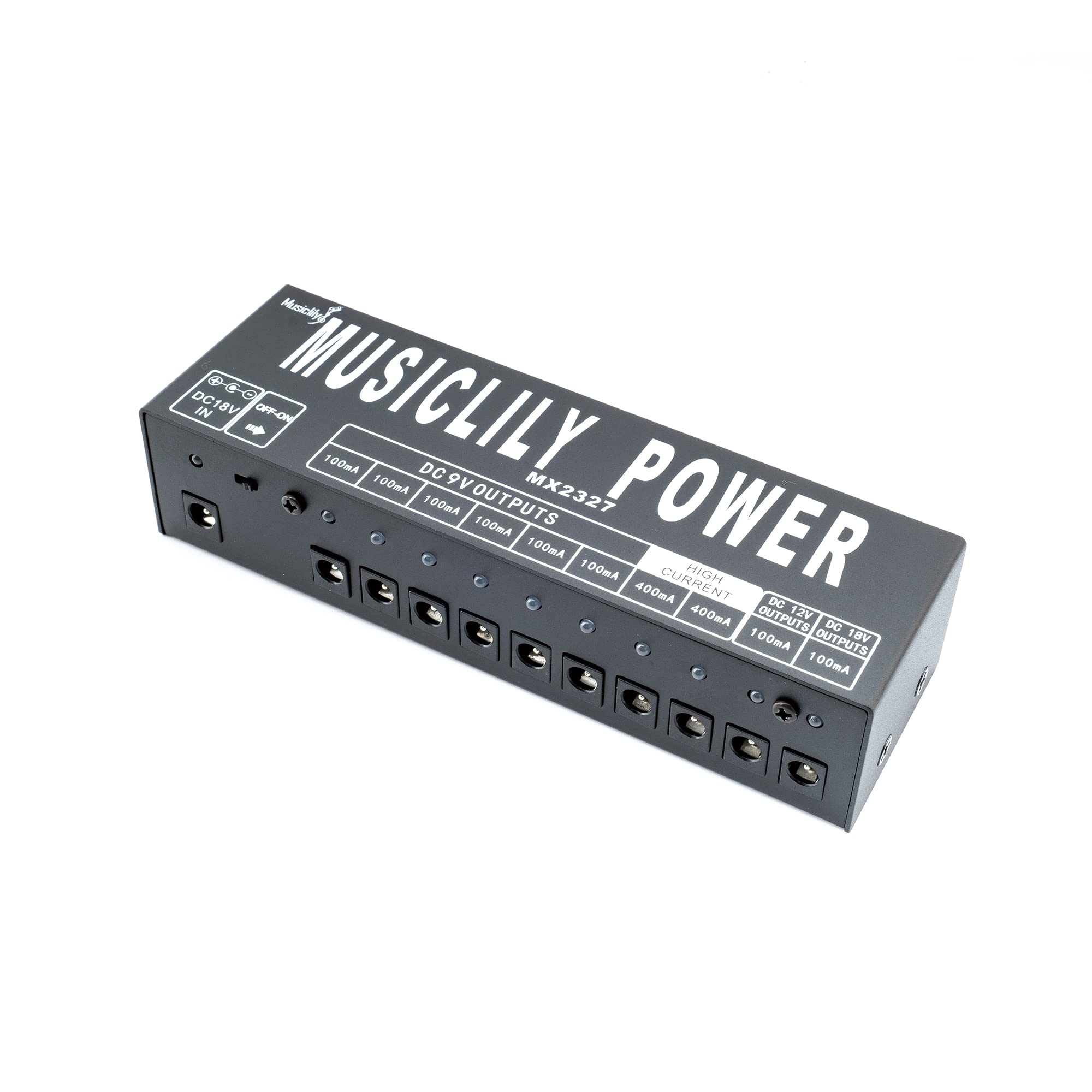Musiclily Pro Alimentatore Pedale Chitarra 10 Uscite Isolate con Adattatore Standard EU per 9V/12V/18V Pedali Effetto Power Supply