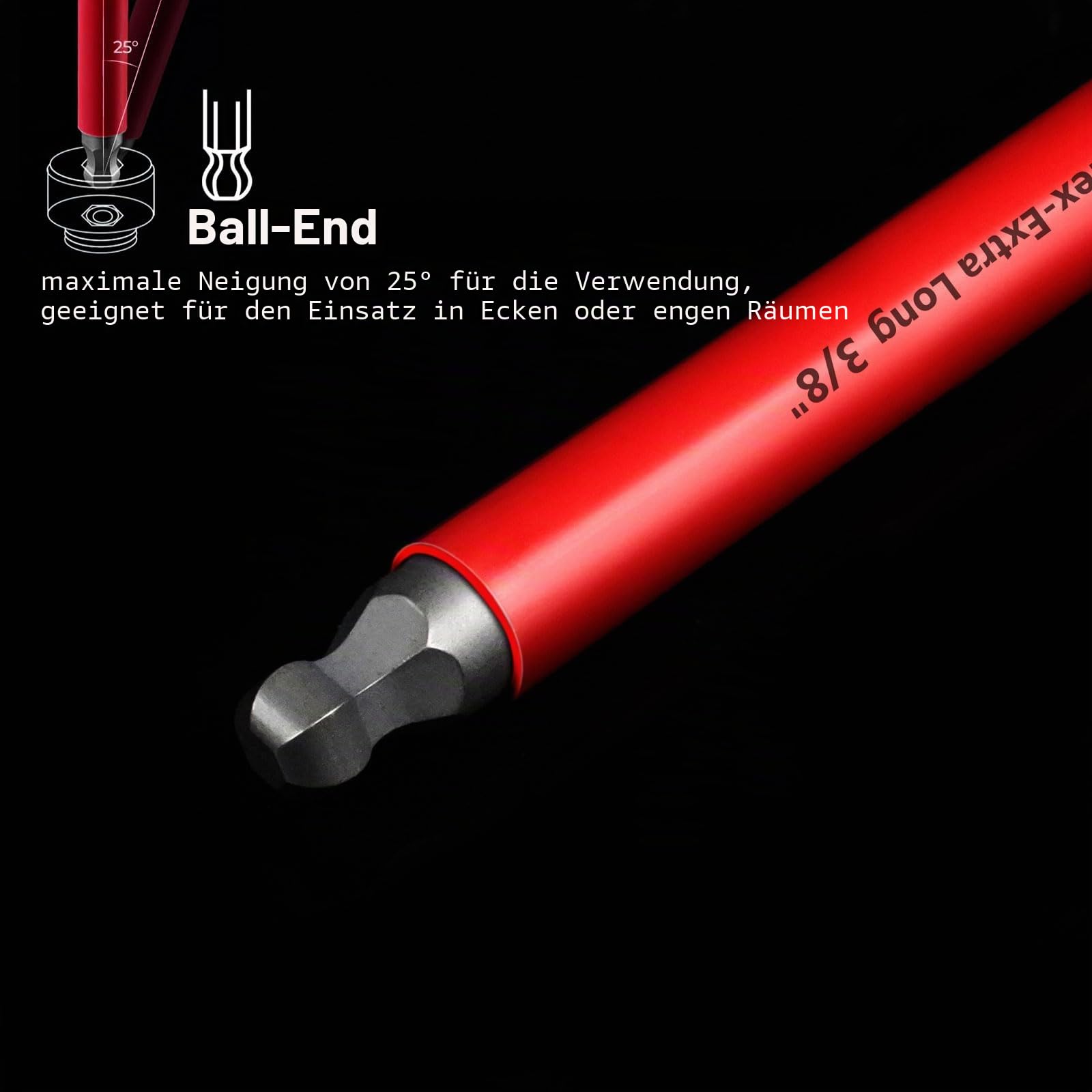 Facoow Inbusschlüssel-Sets, 26-teiliges Sechskantschlüssel-Set in voller Größe (metrisch und SAE), mit Tragetasche, robuster, extra langer Arm, Inbusschlüssel-Sets, Kugelkopf-Inbusschlüssel, farbiges