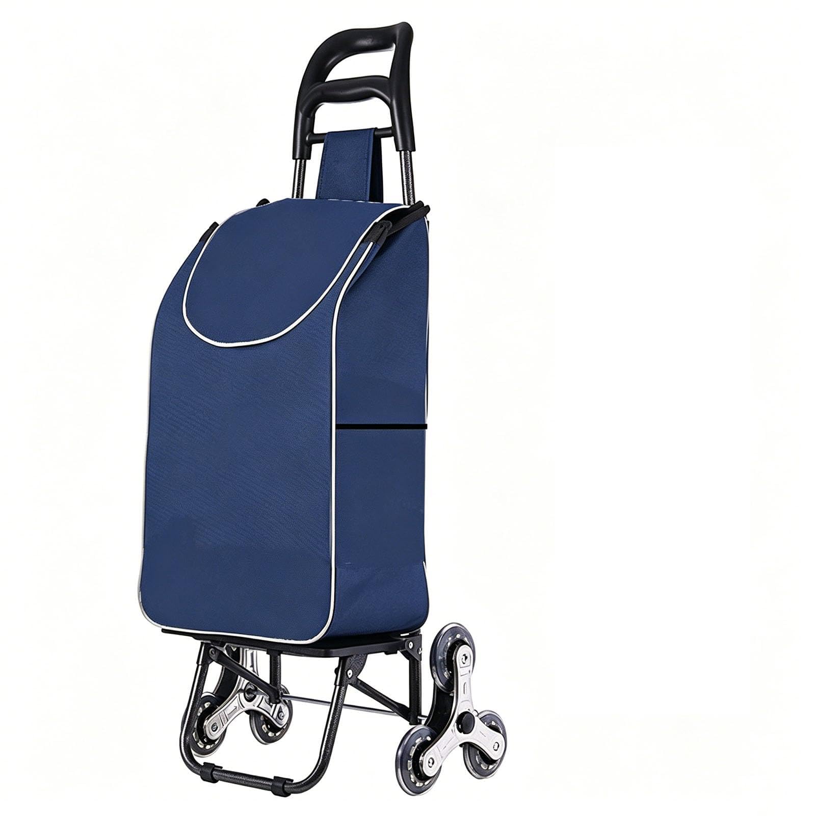 JYHCD Shopping Trolley, 2 in 1 Folding Grocery Cart Hand Truck with Elastic Rope, Smooth Wheels and Detachable Bag, Lightweight Stair Climbing Cart for Shopping and Transportation,Blue 1