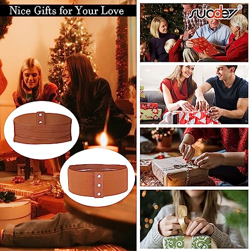 SUOSDEY Women Faux Leather Braided Waist Belt for Dress Elastic Stretch Belt for Ladies Wide Waist Belt for Women — view 6