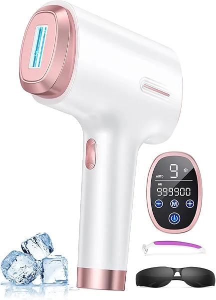 Ubroo Laser Hair Removal for Women & Men, 45°F Ice-Cooling Contact, Safe & Virtually Painless Alternative to Salon IPL Hair Removal Device, Long-Lasting Hair Removal from Home