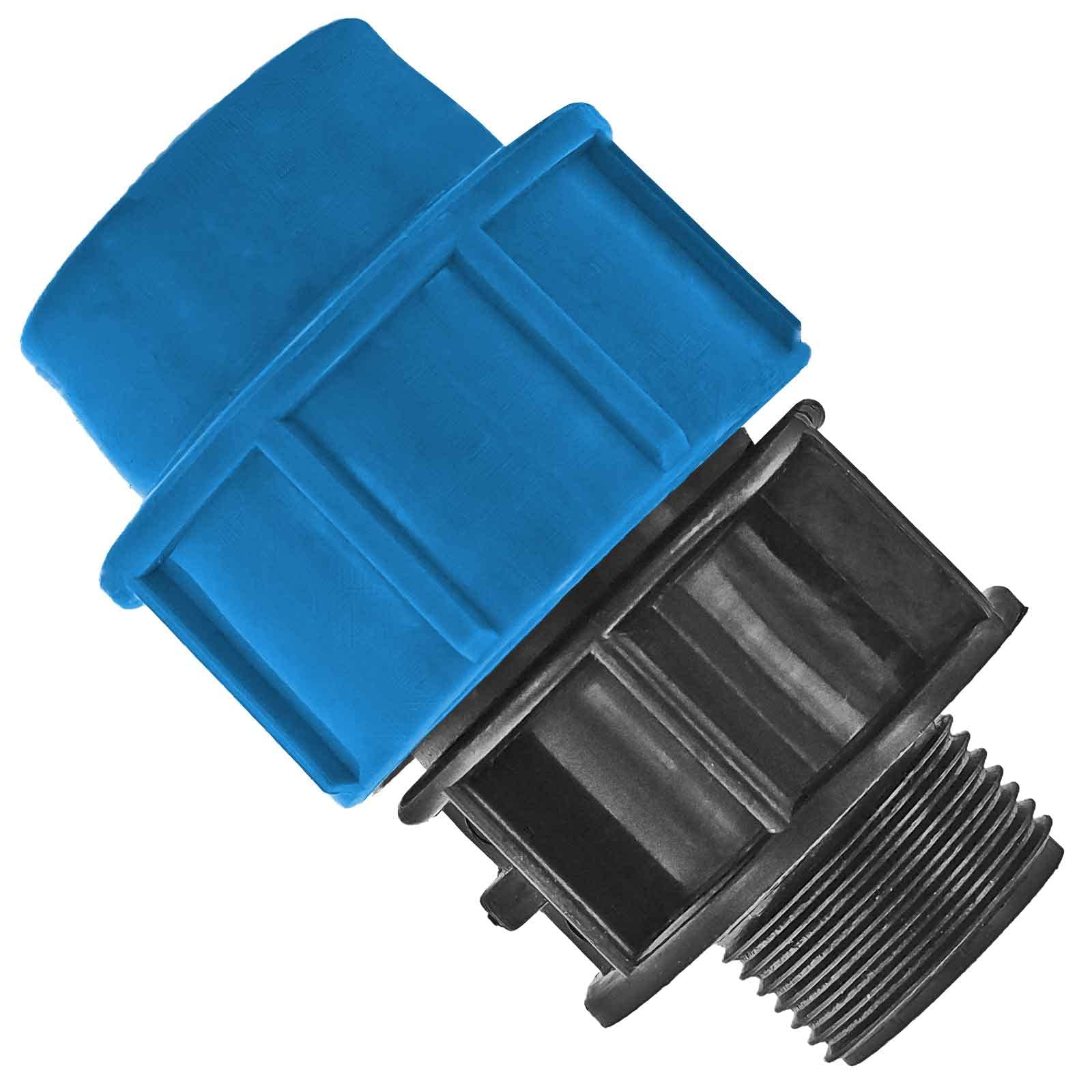 PP Fitting Kupplung Mit Außengewinde – Für PE-Rohr ∅ 32 Mm X 3/4 Zoll AG, Klemmverbinder Aus Polypropylen