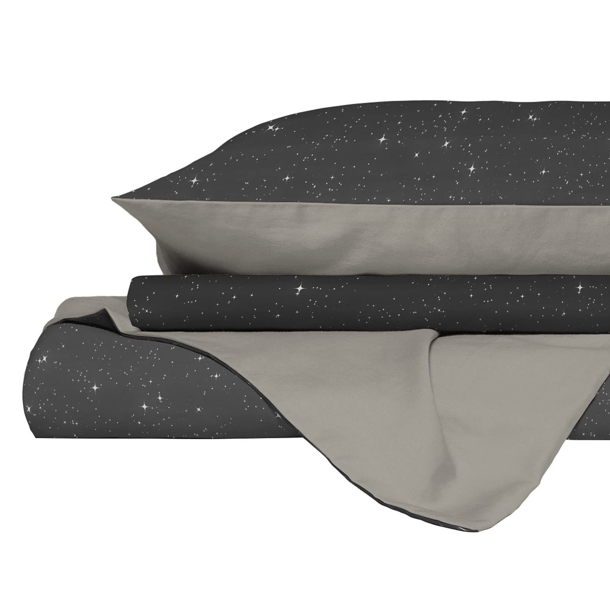 Italian Bed Linen Duvet Cover Fashion, microfiber, Stars Grigio, Single - Image 4