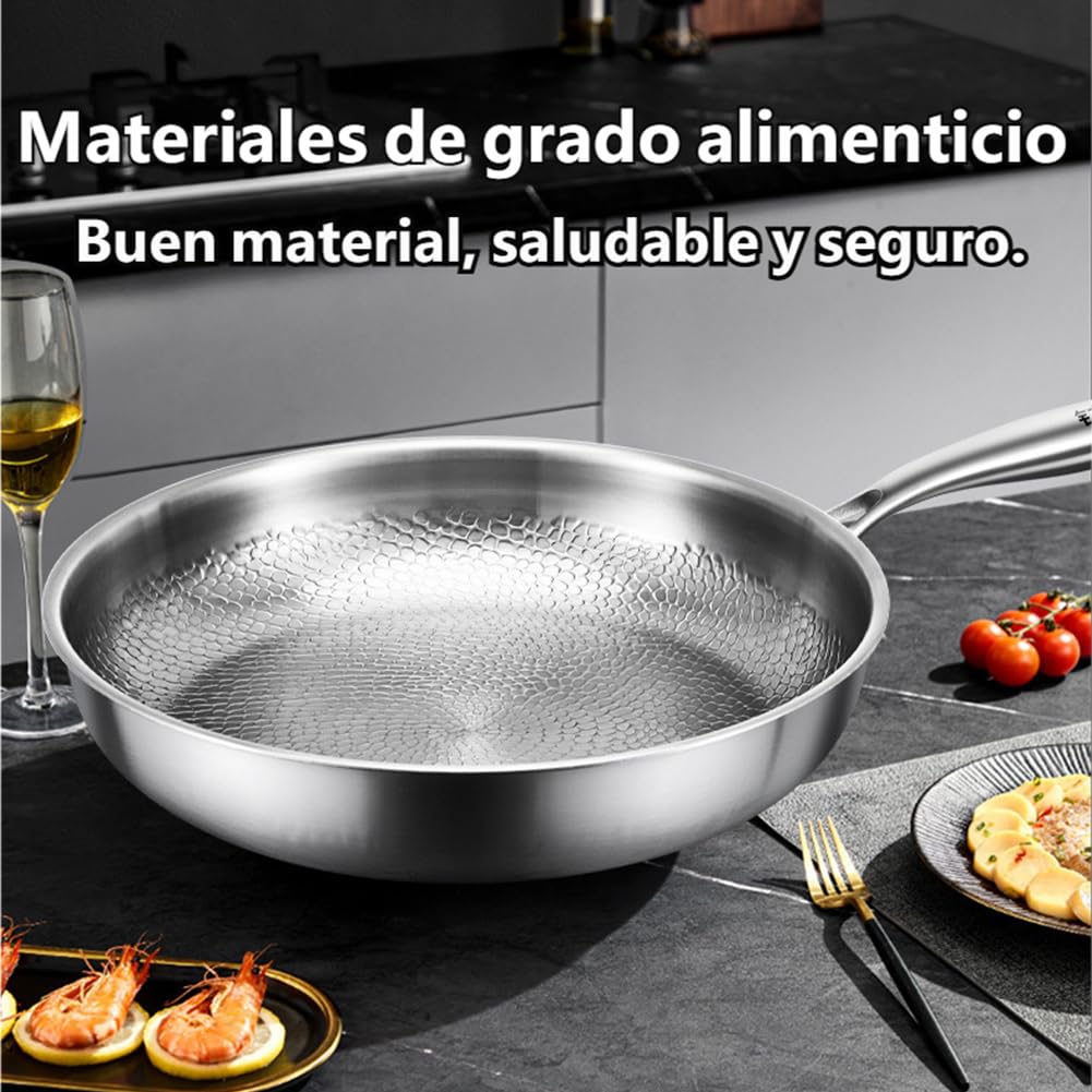 Sartén Titanio Puro, Sartén de Titanio Antiadherente Sin Tóxicos 20-30 cm, Ultraduradera Sartenes de Titanios Inducción, Base Martillada con Tapa para Todo Tipo de Cocinas (20cm Versión mejorada)