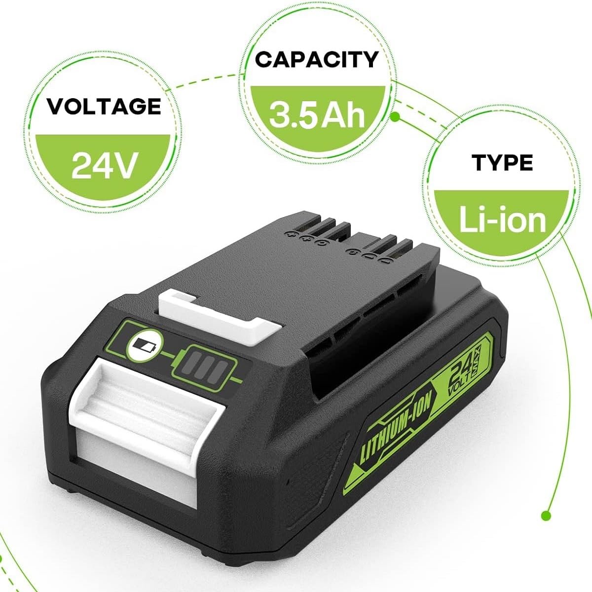 Energup 2X 24V 3.5Ah Batterie Remplacement pour Greenworks 24V Batterie | Compatible avec Greenworks Batterie G24B2 G24B4 29842