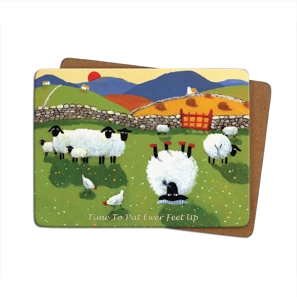 Thomas Joseph Time to Put Ewer Feet Up Table Mat - Sheep Gift Placemat with Cork Backing 290mm x 215mm