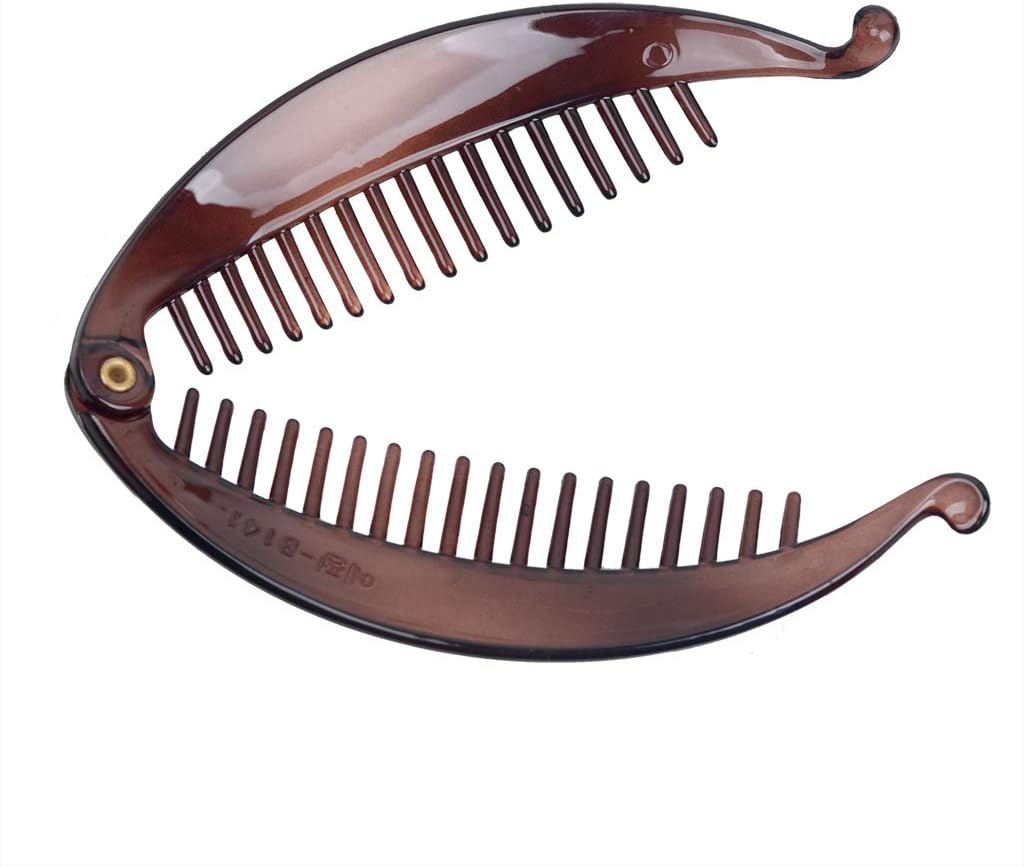 Fodattm 2PCS French Banana Hair Clip Hair Claw Hair Comb Women Lady Large Shell Hair Clincher Flat Shark Hair Clip Hairgrip (A#) - Image 5