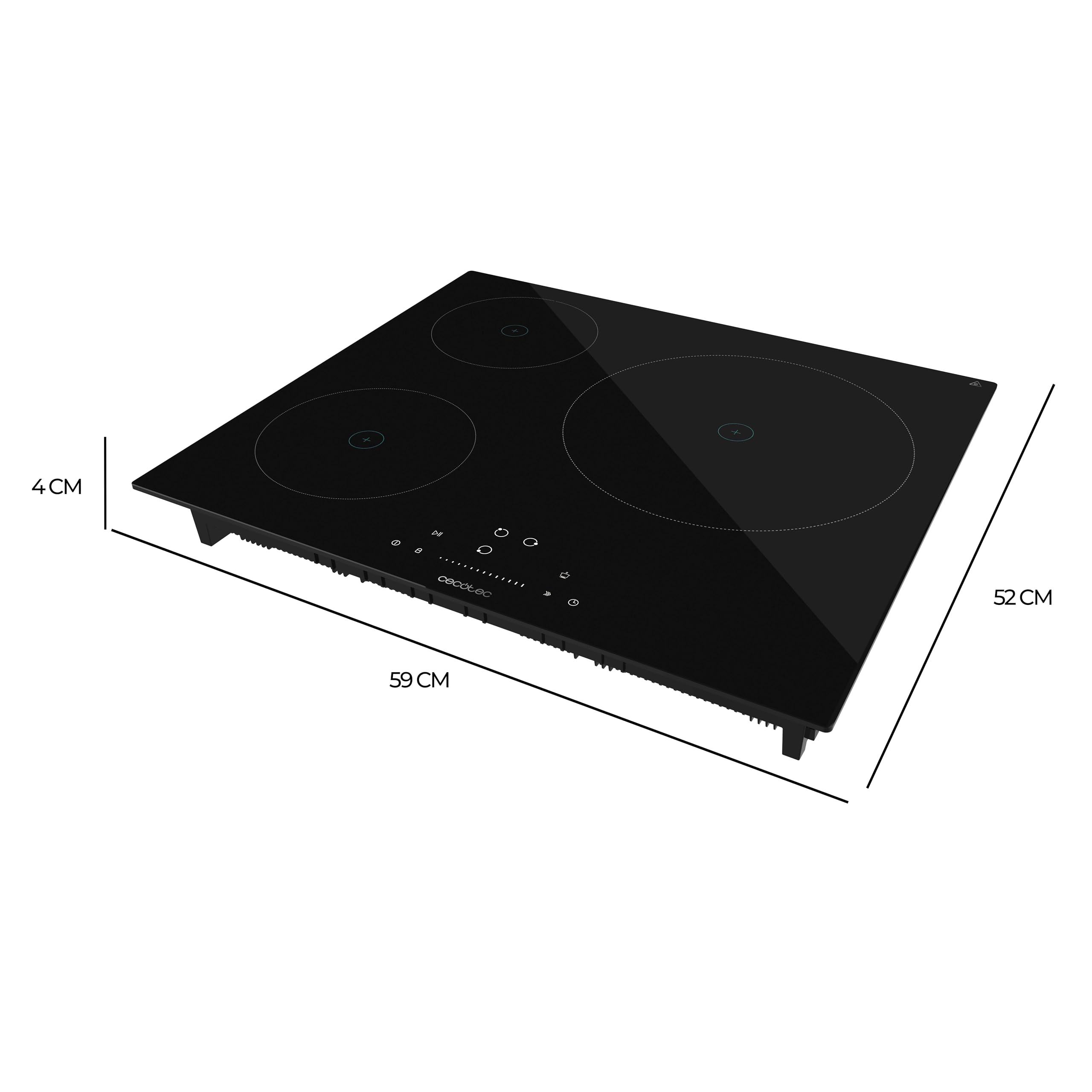 Cecotec Piastra a induzione 3 fuochi Bolero Squad I 3200. Potenica Max 7200 W con 9 Livelli di Potenza, Booster Function, Invisible Touch Slider Control, Blocco per Bambini