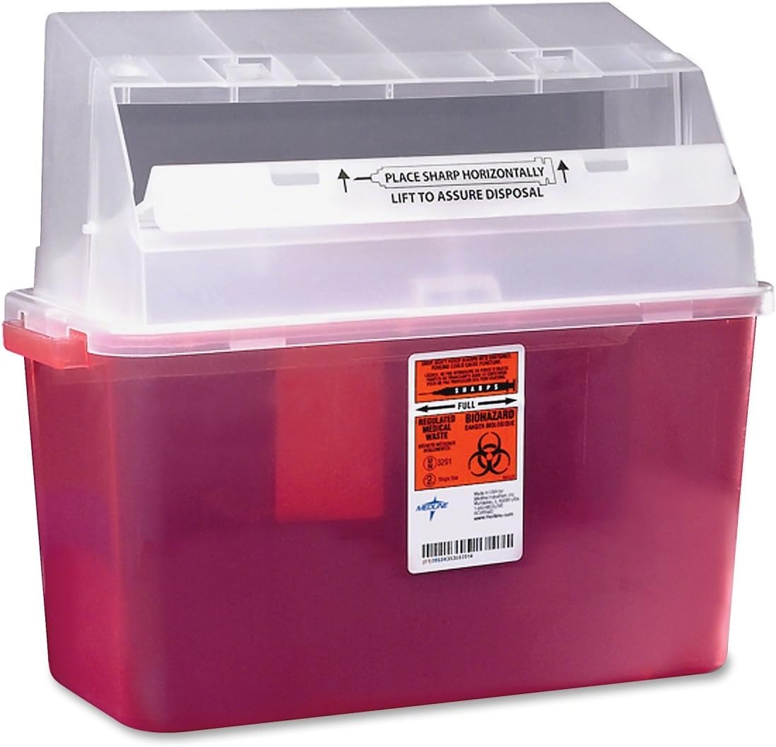 Medline Sharps Containers, 5 Quarts, Freestanding & Wall Mountable