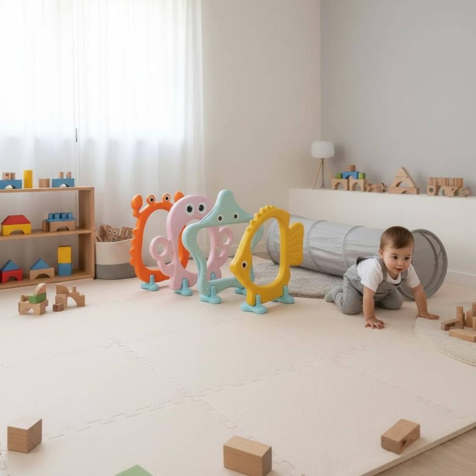 predolo Krabbelbogen Kinder Spiel Tunnel Krabbelpassage Spielbogen Hindernisbogen aus Polyethylen zur Schulung von Motorik Gleichgewicht Und für Vorschule Kindergarten Spielplatz Zuhause
