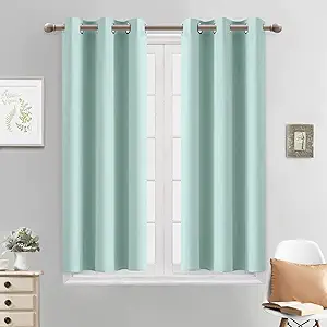 Yakamok Blackout Curtains for Bedroom,Thermal Insulated Room Darkening Drapes for Living Room, Set of 2 Panels (Aqua,38 x 45Inch)