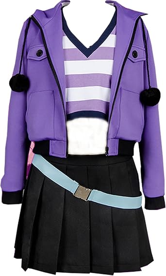 Womens Suit Purple Costume Purple Cosplay Coat Tshirt Skirt Set Halloween Outfit