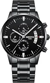 Relógio Nibosi Masculino De Pulso 2309 Aço Inoxidável Cronógrafo Ponteiros Pequenos Funcionais Estojo Original