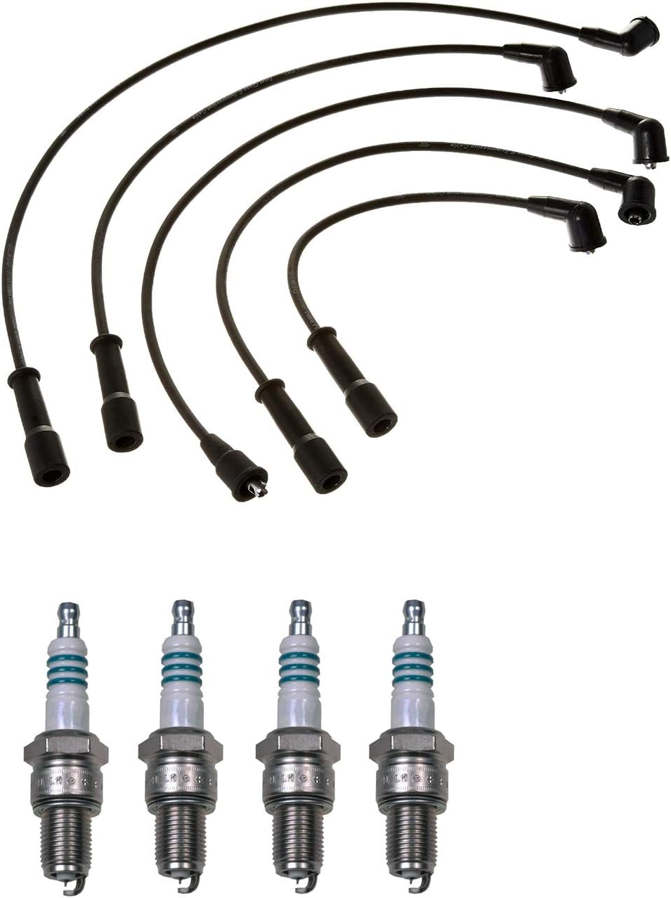 Denso Wire Set 7mm & 4 Double Platinum Spark Plug 0.044 Kit For Toyota 2.4 L4
