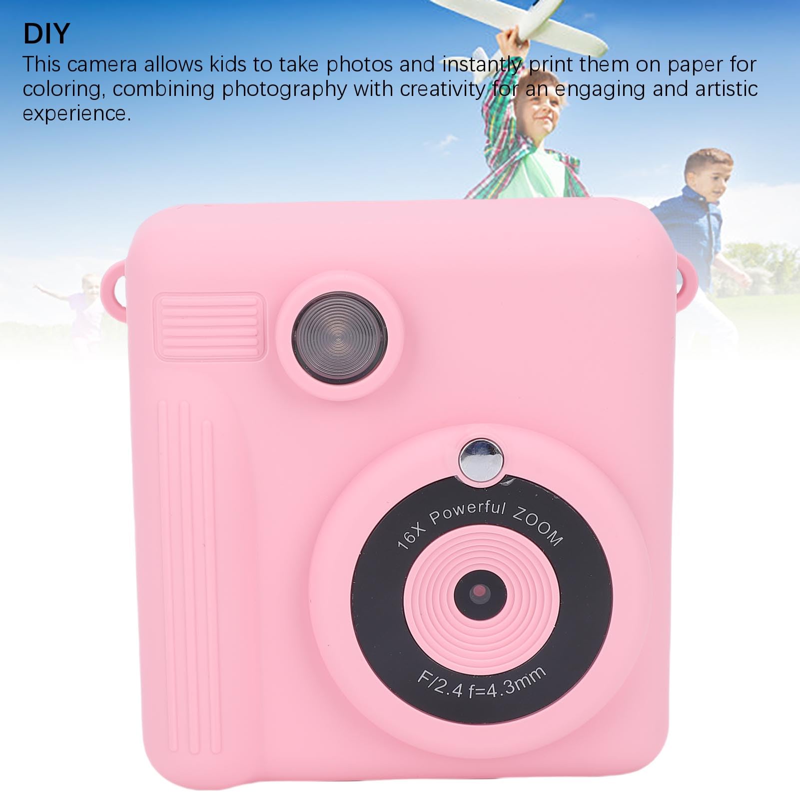 RiToEasysports Cámara de Impresión Instantánea para Niños, Cámara para Niños de Selfie Doble de Lente Doble HD 1080p con Papel Impreso para Juego Al Aire