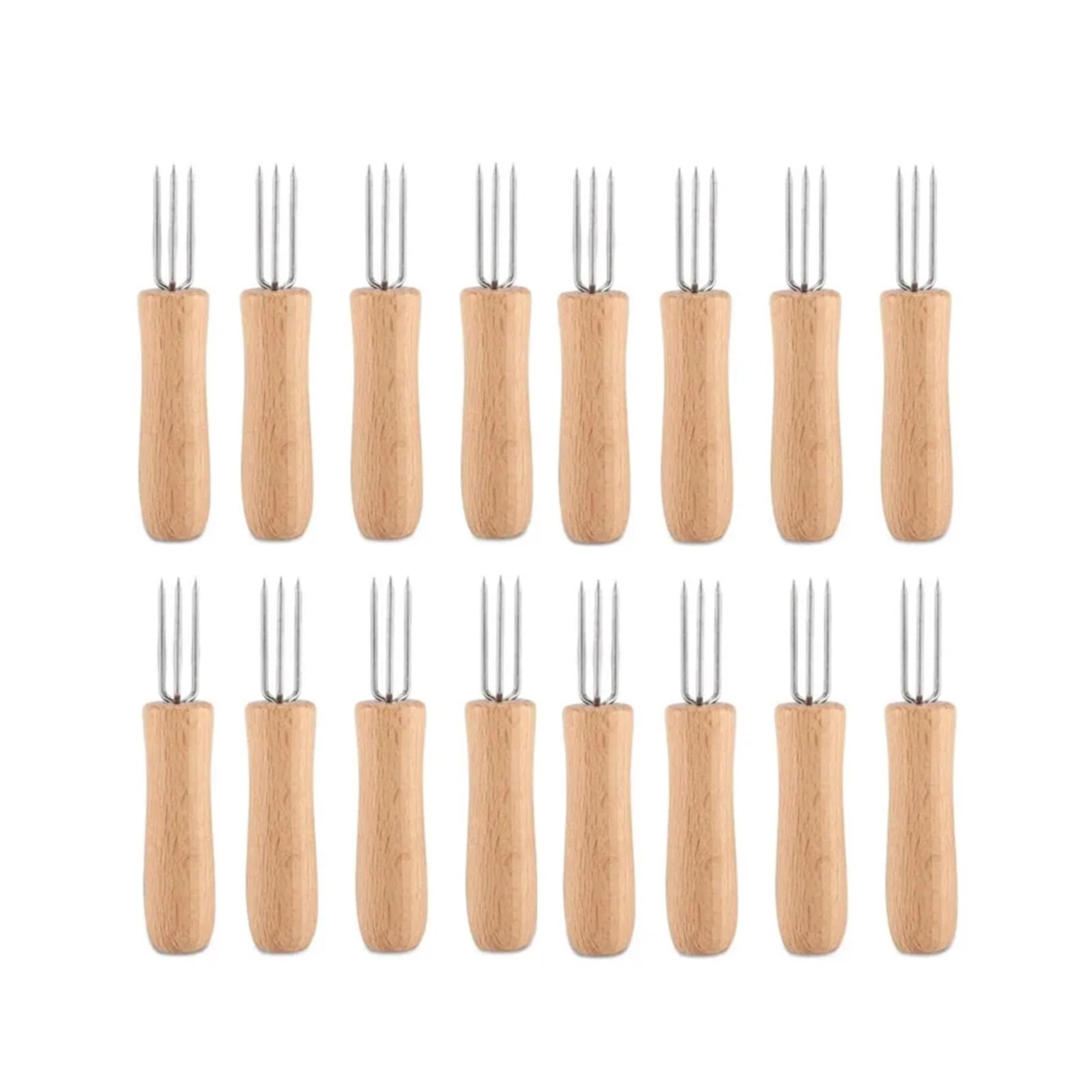 2/4/8/16 Pinchos de maíz acero inoxidable for mango madera, for barbacoa, antiescaldaduras, for fruta, for exteriores, jardín, picnic, herramienta cocina Accesorios para barbacoa(16PCS)