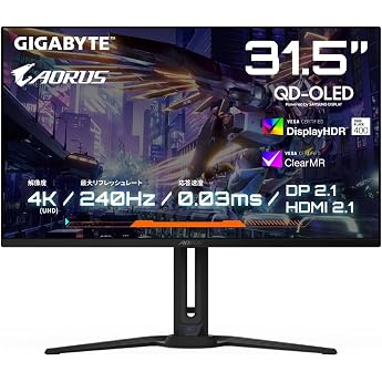 GIGABYTE FO32U2P AORUS Series Gaming Monitor, 31.5-Inch, OLED Flat Monitor, 240Hz, 0.03ms, VESA DisplayHDR, True Black 400
