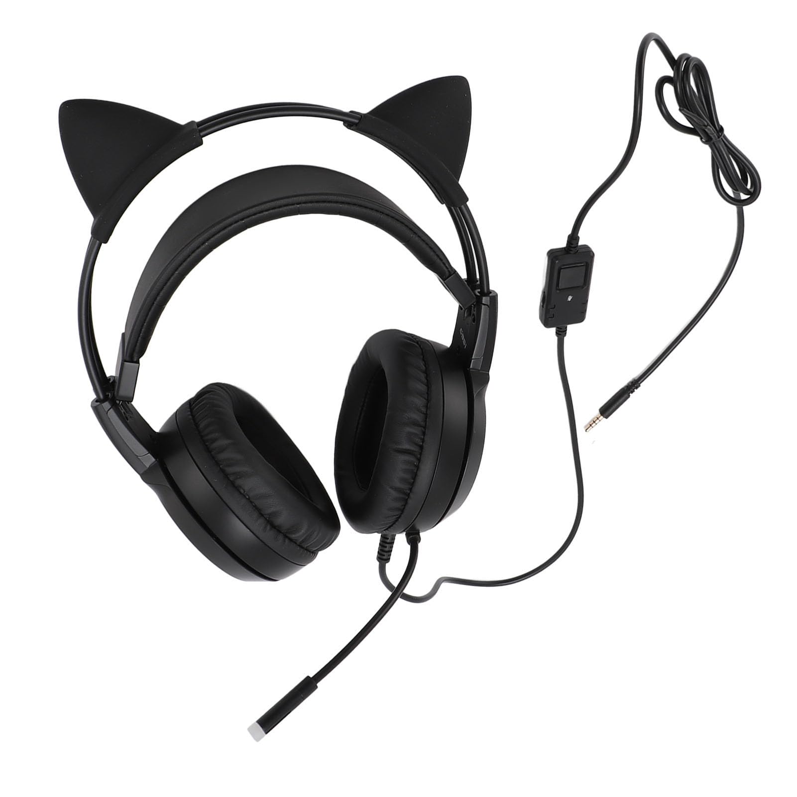 BONKZEBU Auriculares Estéreo con Reducción de Ruido para Juegos, Bonitos Auriculares Supraaurales con Micrófono, Altavoces Premium de 40 Mm para Teléfono PC, Diadema Ajustable para Niños (Negro)