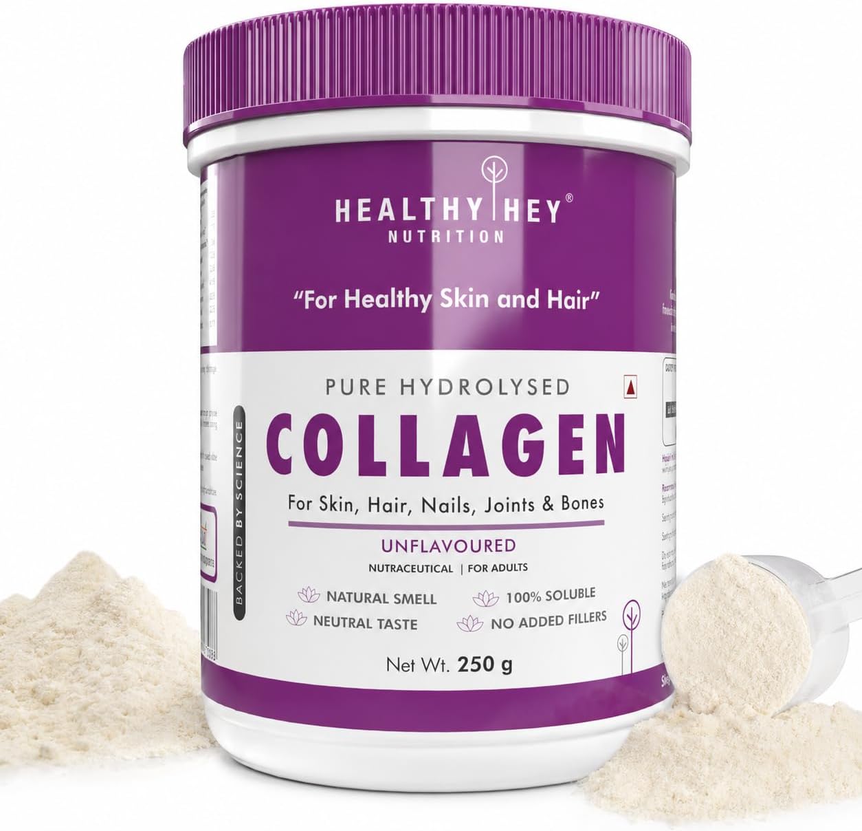 Collagen Powder|Collagen Supplement for Glowing Skin|Pure Hydrolysed Collagen Powder for Women & Men|Unflavoured - Pack of 1-250 grams