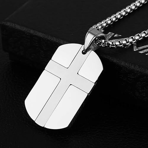 Miniatura 5 de HZMAN Isaiah 4110 Jewelry, Stainless Steel cross Dog Tag Necklace STRENGTH Bible Verse