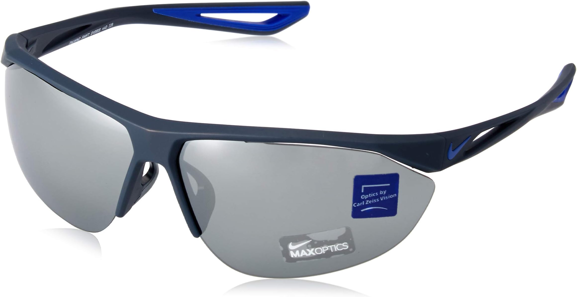 Nike EV0916-440 Tailwind Swift Frame Grey with Silver Flash Lens Sunglasses, Matte Obsidian/Racer Blue