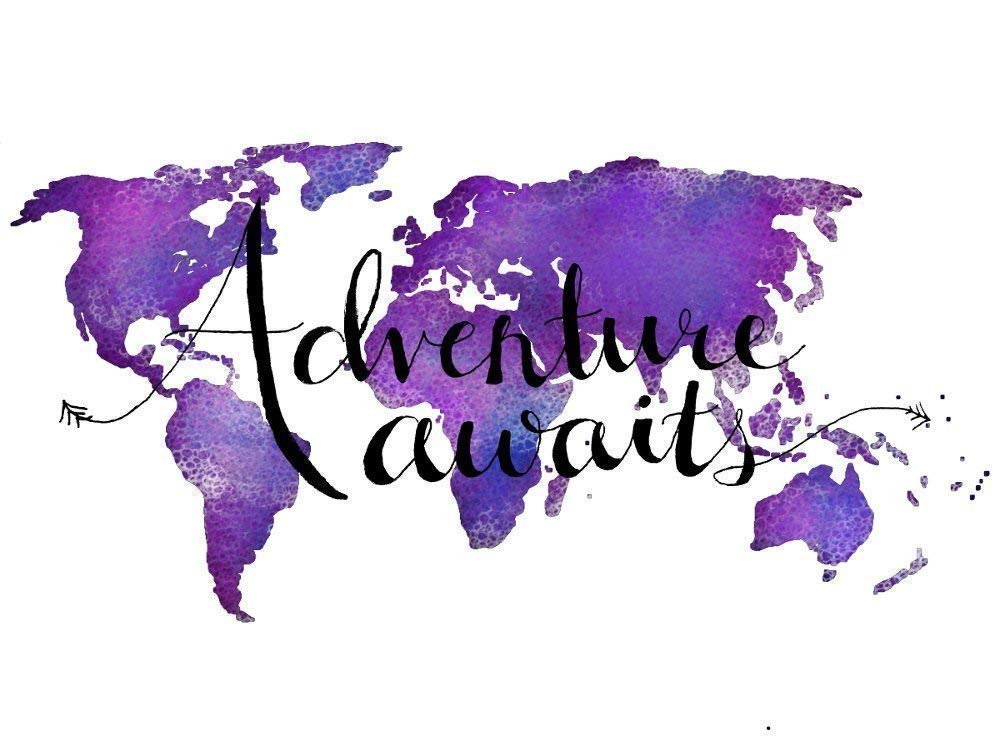 amazoncom adventure awaits teal world map art print travel quote home