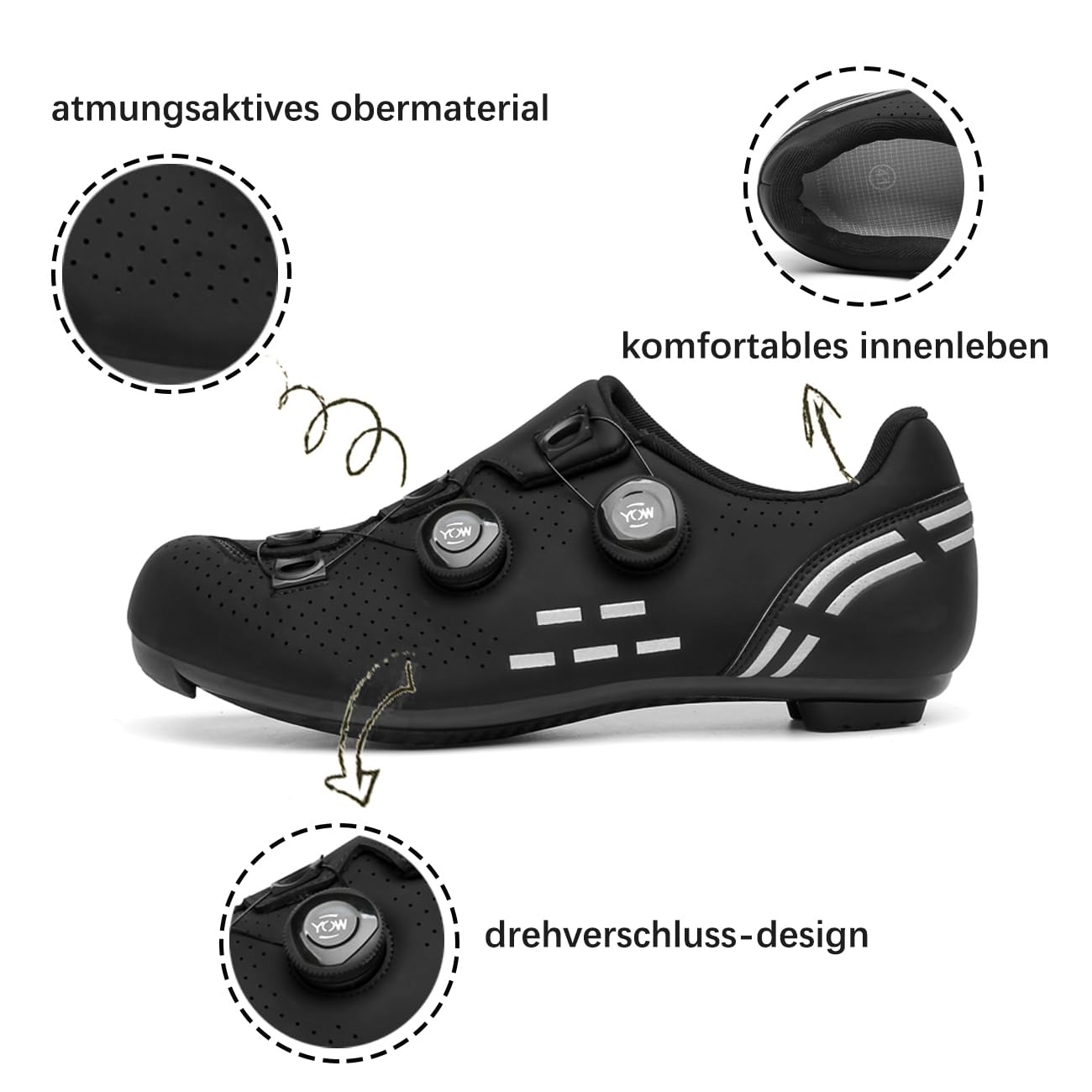 Zapatillas de ciclismo para hombre y mujer, para bicicleta de carretera, MTB, compatibles con look SPD SPD-SL Delta Lock Pedal Mountain Bike, Negro , 44 EU