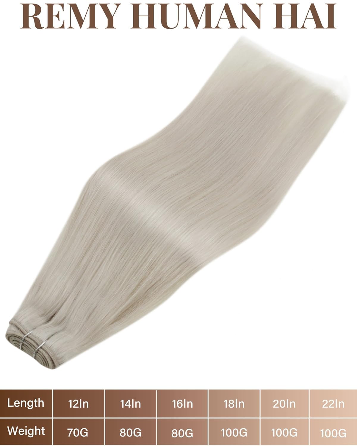 Hetto Weft Hair Extensions Human Hair Platinum Blonde Sew in Hair Extensions Real Human Hair White Blonde Short 12 Inch 70g