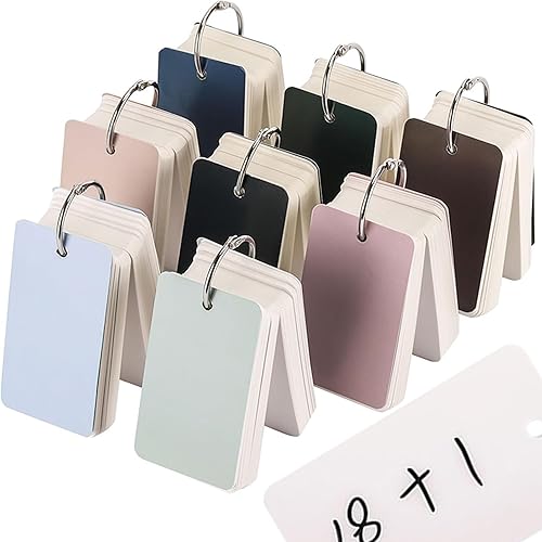 Tarjetas de índice súper pesadas, tarjetas de notas en blanco, 2 x 3 pulgadas, 800 unidades, tarjetas flash sin rayas, 10 anillos de metal