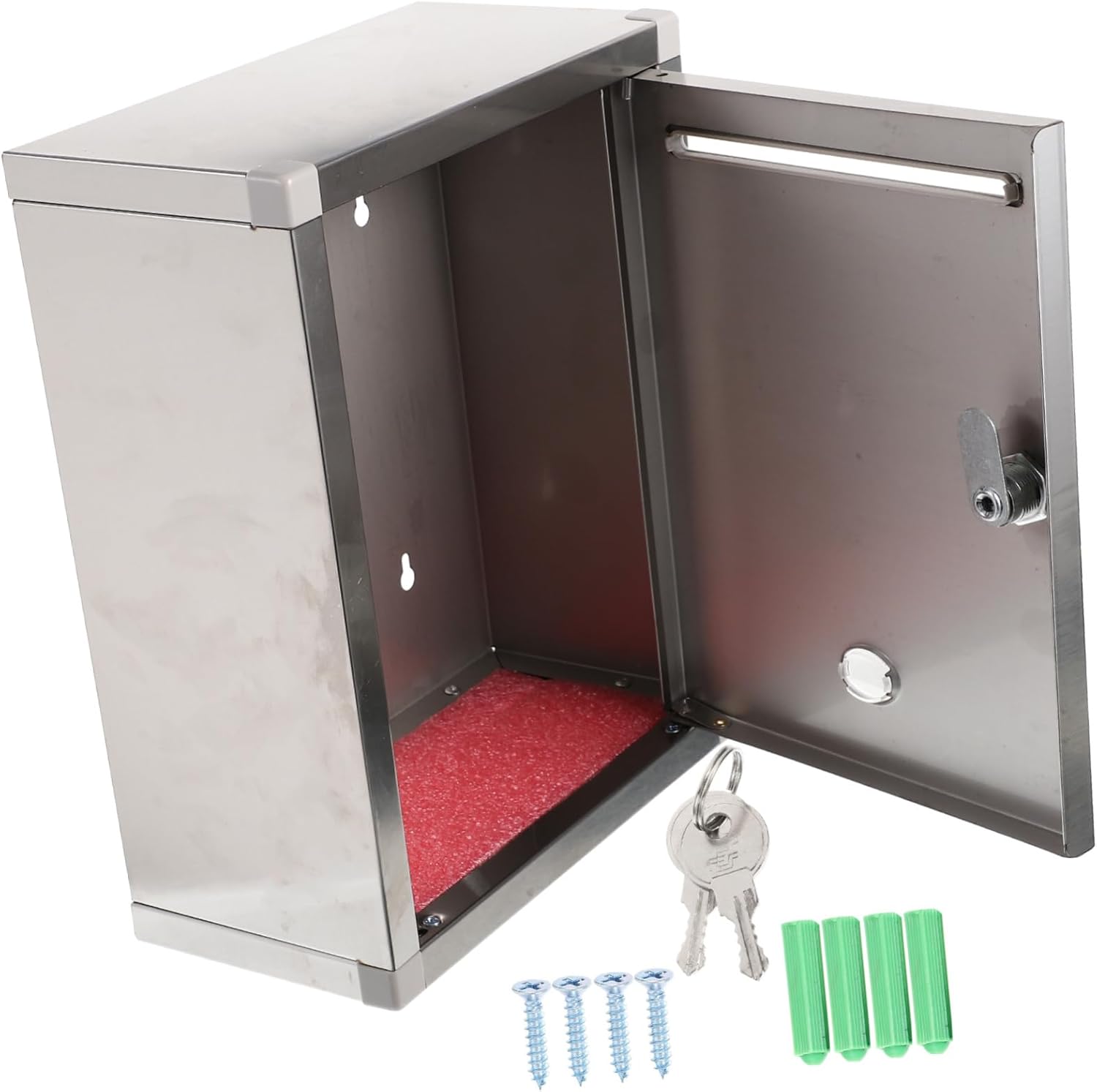 NUOBESTY 1pc Mailbox Lockable Outdoor Mailbox Rustproof Stainless Steel Letter Box for Wall Mount Capacity for Newspapers and Mail Secure and Practical Design