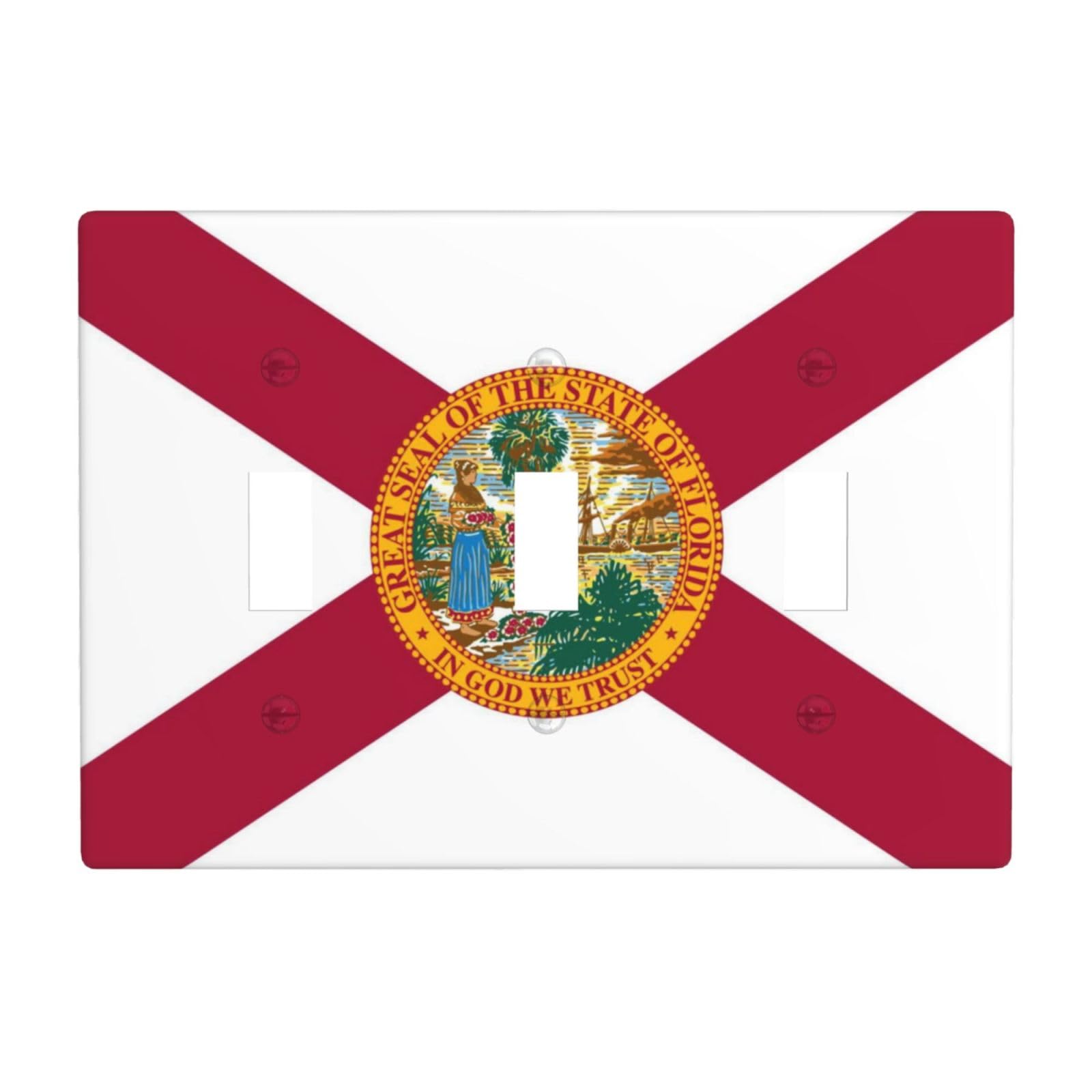 Flag of Florida 3 Gang Switch Plate Cover-Unbreakable Polycarbonate Wall Plate, Heat Resistant Toggle Switch Decor for Home