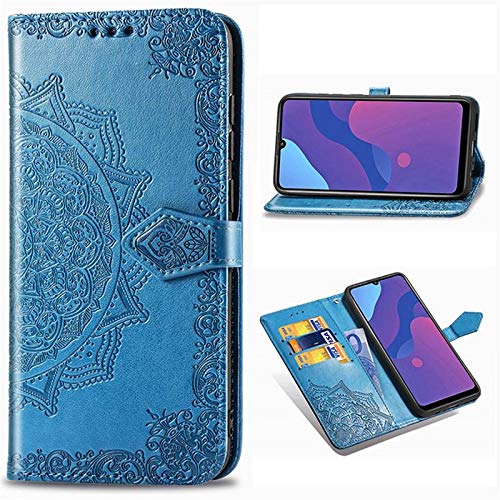 Image of Perkie Queen Series Faux Leather Embossing Wallet Flip Case Kick Stand Magnetic Closure Flip Cover for OnePlus 11R 5G (Cyan Blue)