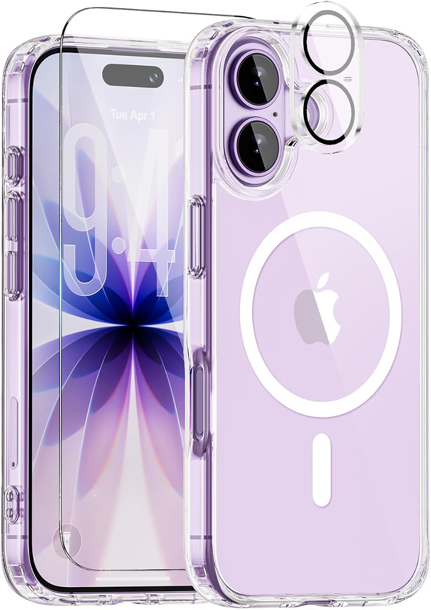 for iPhone 17 Case, Compatible with MagSafe, Magnetic Slim Cover, Anti-Yellowing & Shockproof, Full Camera Protection, Includes Screen & Lens Protectors, Clear Protective Case