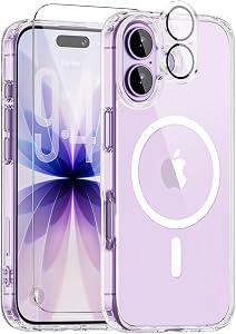 for Phone 17 Case, Compatible with MagSafe, Magnetic Slim Cover, Anti-Yellowing & Shockproof, Full Camera Protection, Includes Screen & Lens Protectors, Clear Protective Case