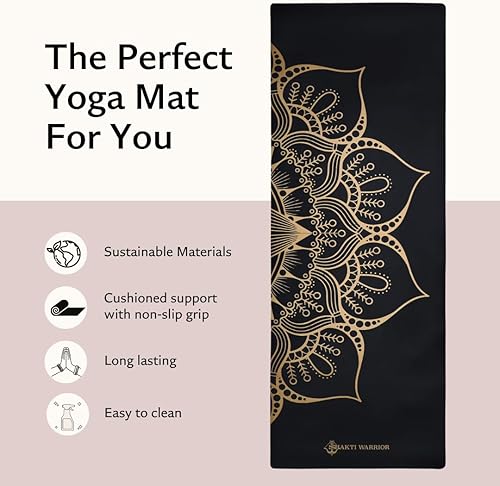 Miniatura 8 de Shakti Warrior Shanti PU Yoga mat - Artist Designed, Premium eco friendly mats, Non Slip, Non Toxic, Great for Regular & Hot Yoga, Pilates and Work