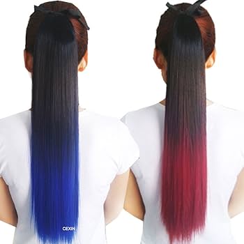 Amazon.co.jp: LESUN ポニーテールウィッグ つけ毛 ツートン