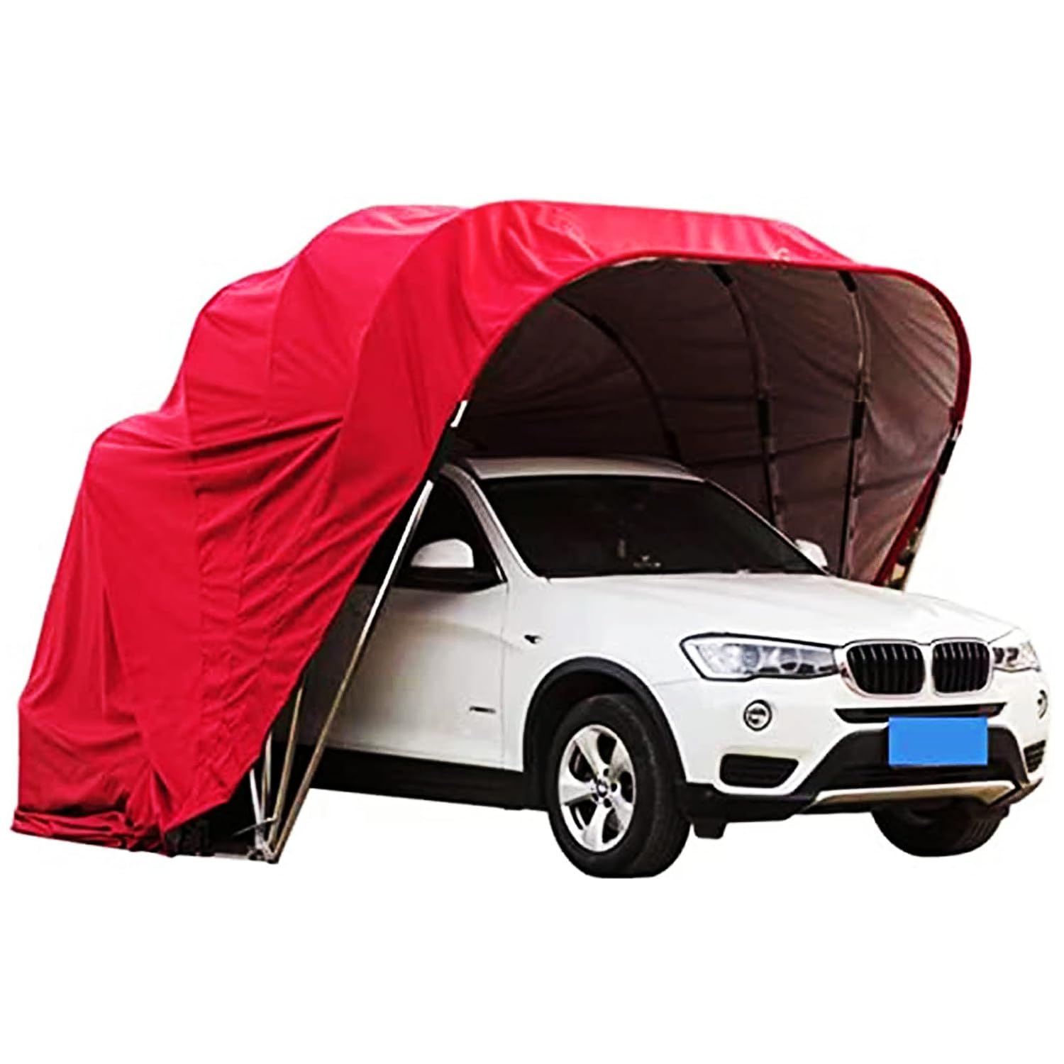 WTTTTW Portable Hydraulic Retractable Carport, Heavy Duty Metal Folding Canopy, Semi-Automatic Mobile Cold-Proof Carport, Outdoor Warm Car Cover,Red,18x8.2x7.6ft [Energy Class A]