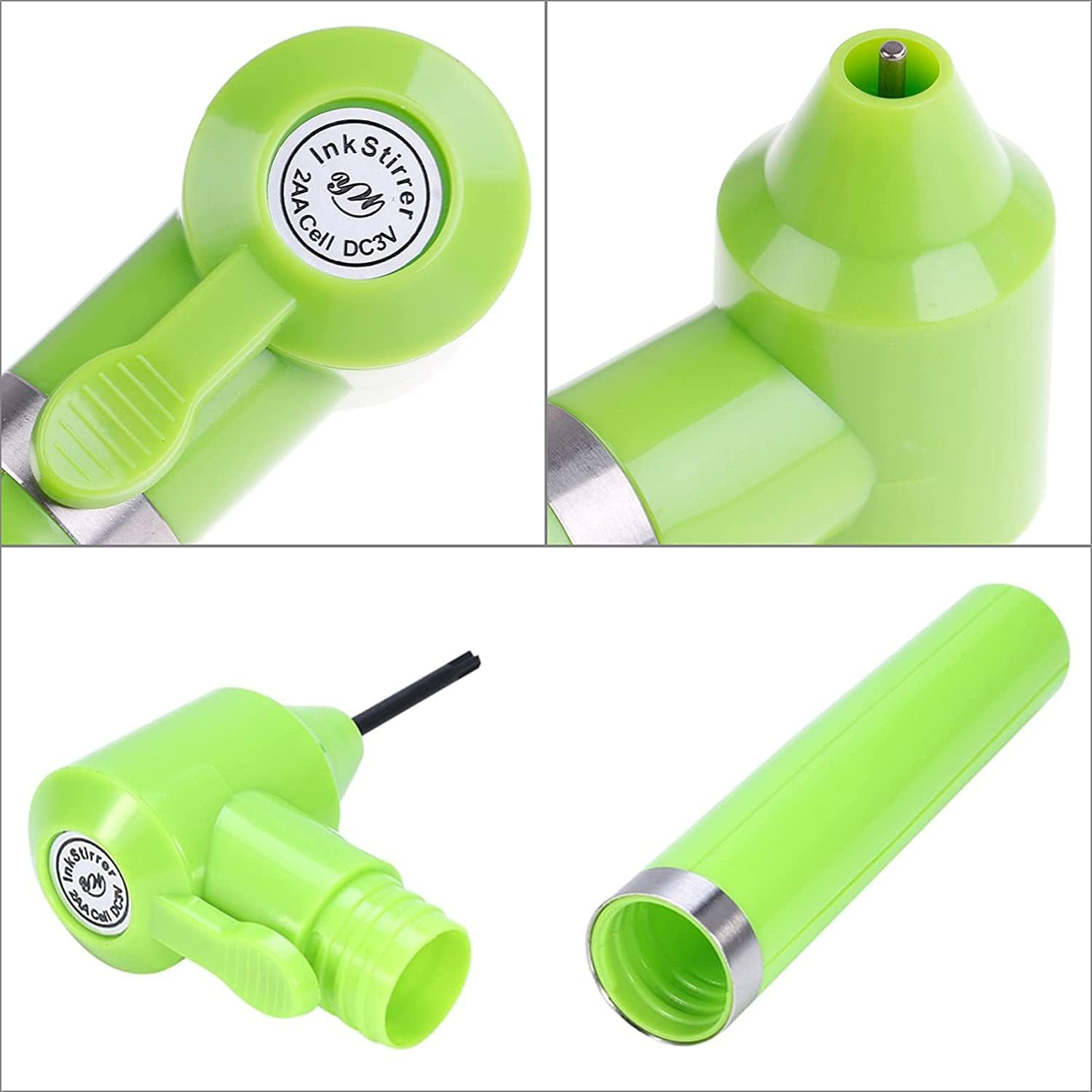 Tattoo Ink Mixer Pigment Makeup Electric Eyebrow Nail Color Supply Tool Agitator Machine 100 Mixing Sticks Set-Green