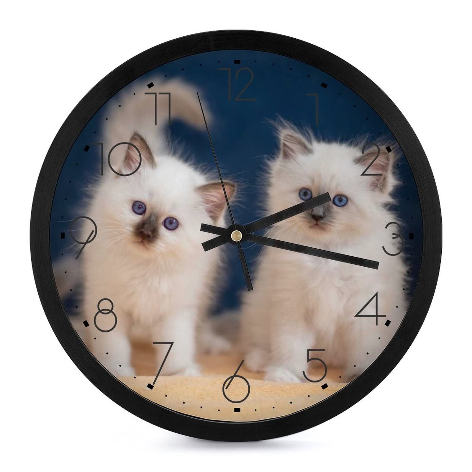 Pendule murale silencieuse pour bureau et école design chaton mignon