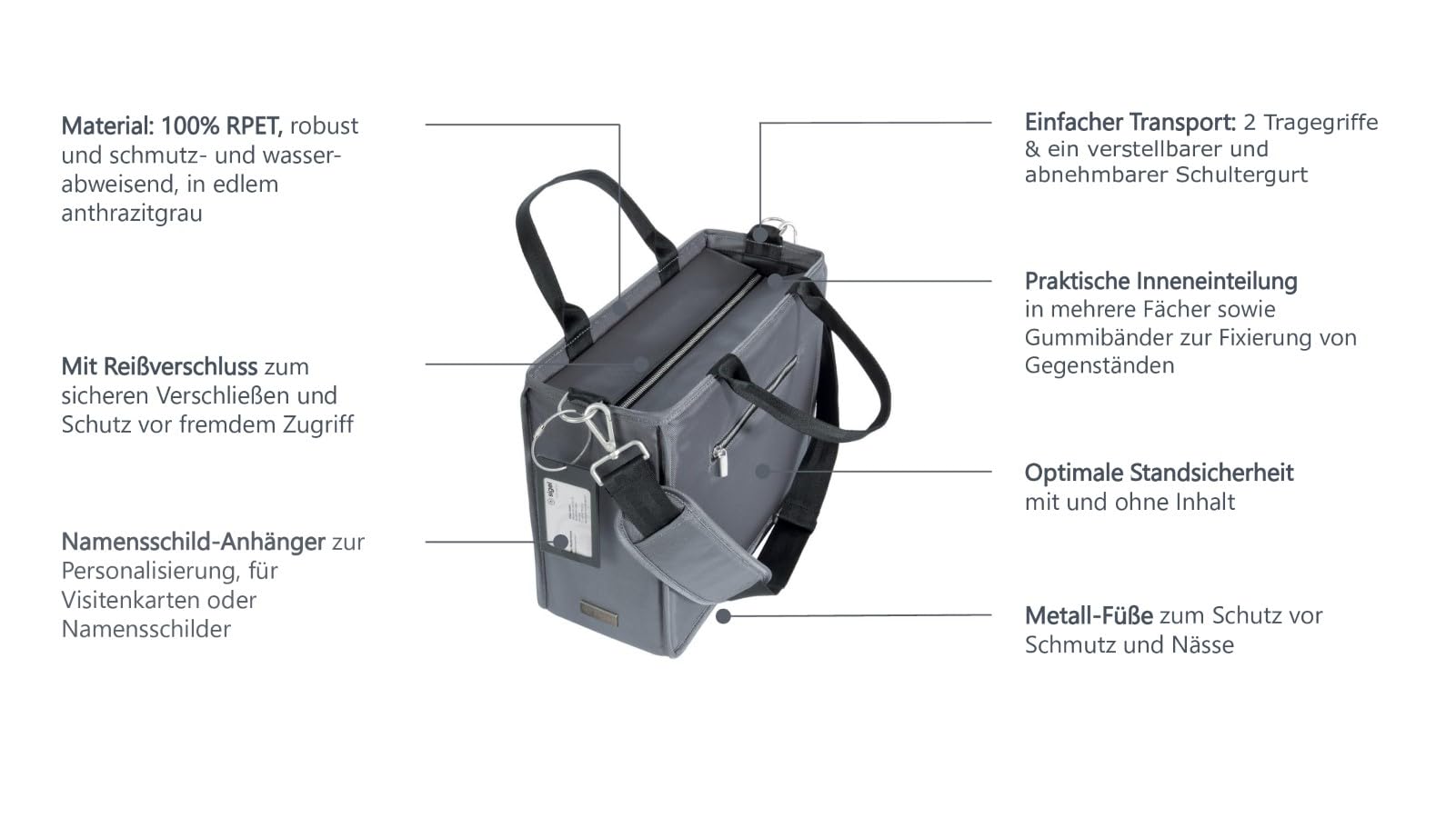 Sigel BA412 Desk Sharing Bag Premium, Organizer für mobiles Arbeiten