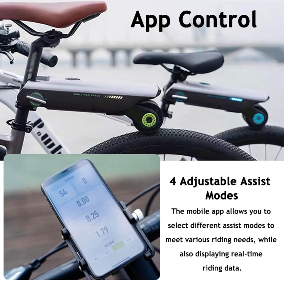 Zestaw do konwersji tylnego koła roweru szosowego/składanego/górskiego, elektryczny wzmacniacz rowerowy ze sterowaniem APP, 4 trybami wspomagania i jasnym światłem tylnym