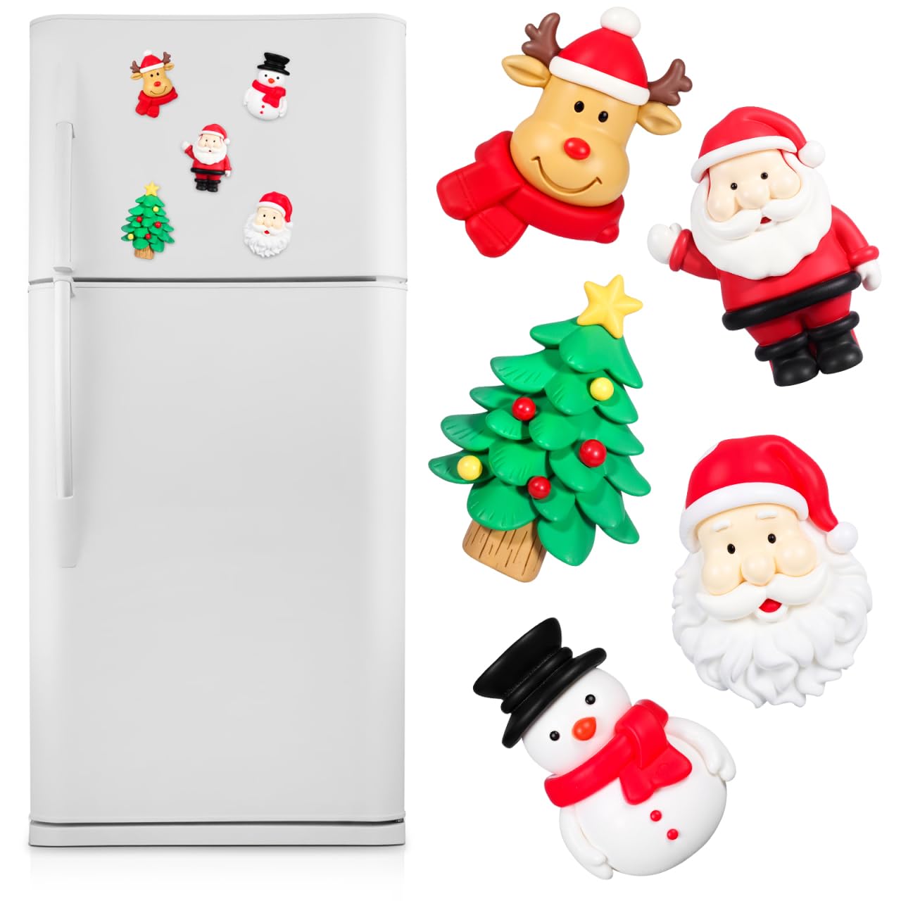 Calamite Frigorifero Natale, ACTOYS 19 PCS Calamite Natalizie per Frigorifero, Decorazione Frigorifero di Babbo Natale, Adesivi Lavastoviglie, Magneti Auto di Natale, Decorazioni Natalizie